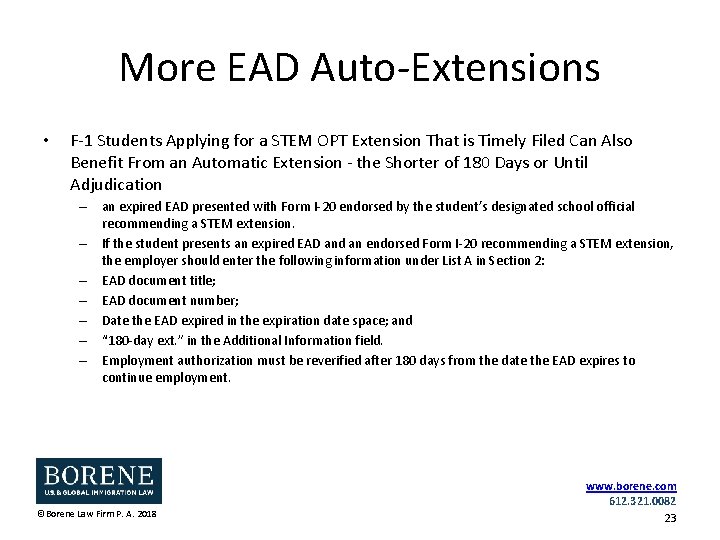 More EAD Auto-Extensions • F-1 Students Applying for a STEM OPT Extension That is