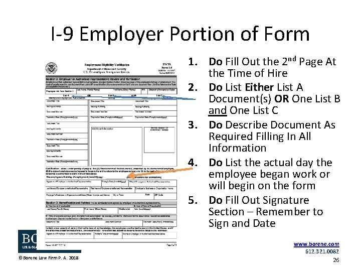 I-9 Employer Portion of Form 1. Do Fill Out the 2 nd Page At