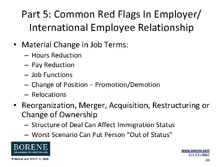 Part 5: Common Red Flags In Employer/ International Employee Relationship • Material Change in