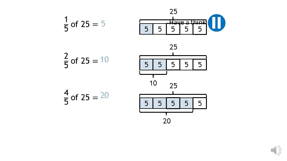 5 5 5 25 Have a think 5 5 5 25 10 5 5