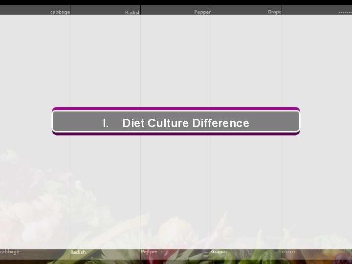 I. Diet Culture Difference 