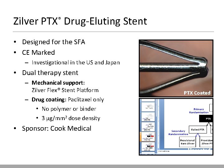 Zilver PTX® Drug-Eluting Stent • Designed for the SFA • CE Marked – Investigational