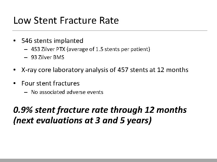 Low Stent Fracture Rate • 546 stents implanted – 453 Zilver PTX (average of