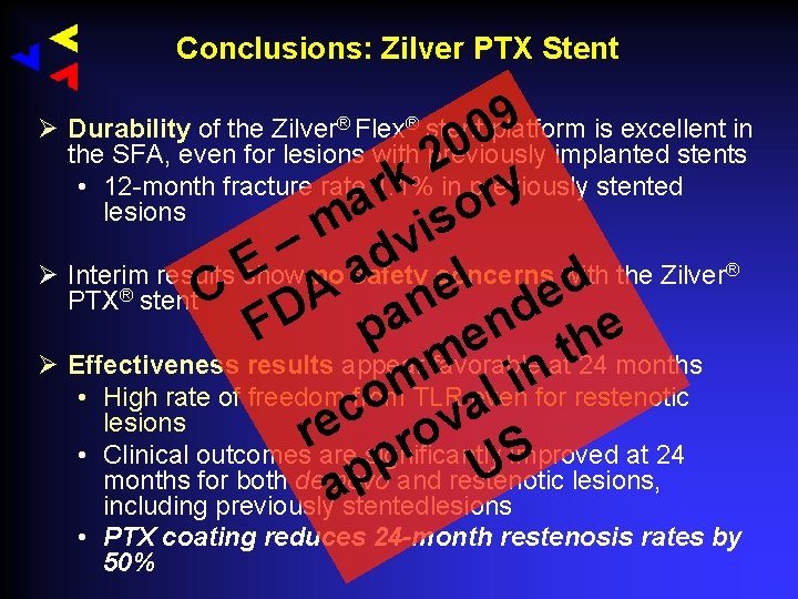 Conclusions: Zilver PTX Stent 9 0 0 2 k y r r a o