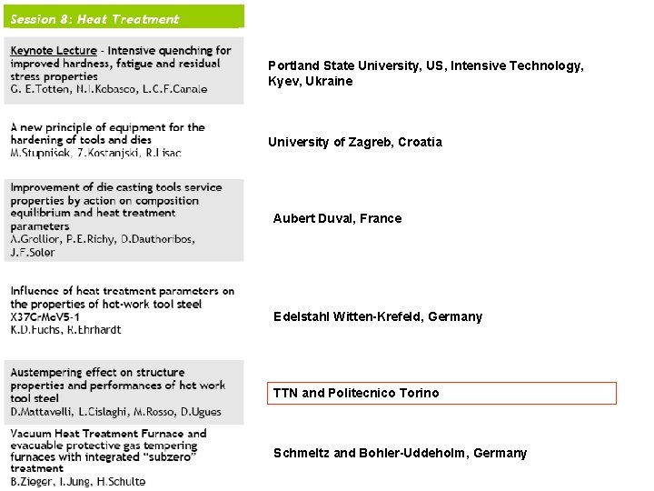 Portland State University, US, Intensive Technology, Kyev, Ukraine University of Zagreb, Croatia Aubert Duval,