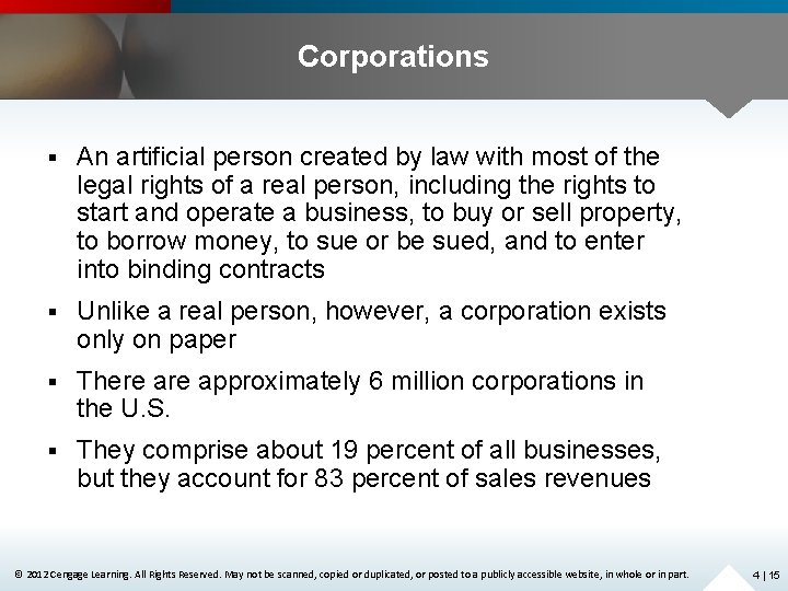 Corporations § An artificial person created by law with most of the legal rights