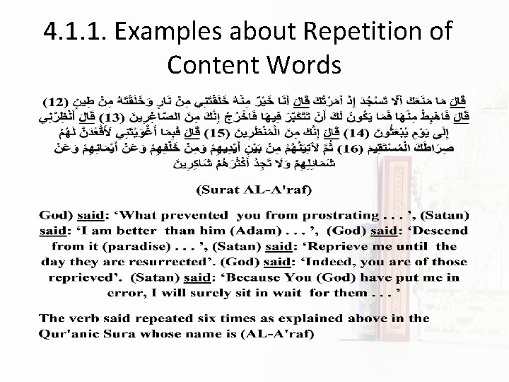 4. 1. 1. Examples about Repetition of Content Words 