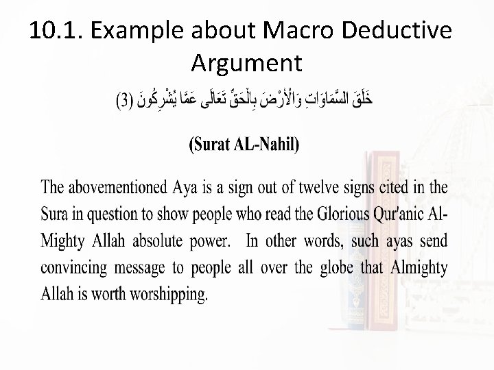 10. 1. Example about Macro Deductive Argument 
