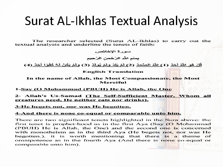 Surat AL-Ikhlas Textual Analysis 