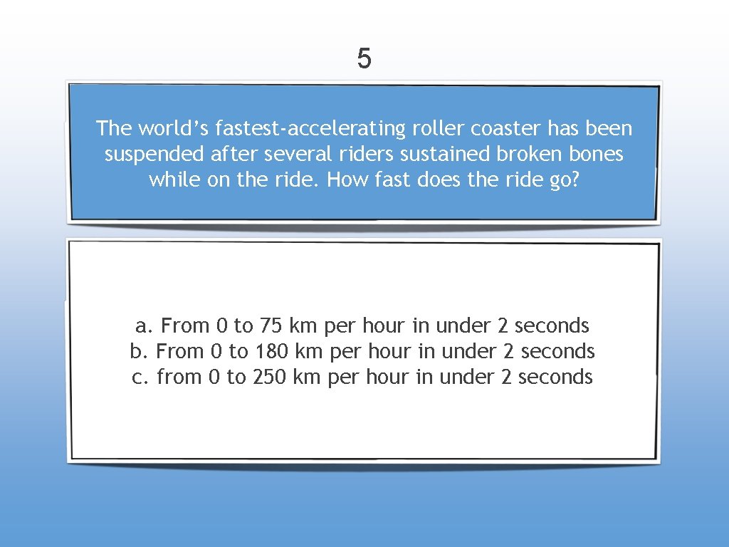 5 The world’s fastest-accelerating roller coaster has been suspended after several riders sustained broken