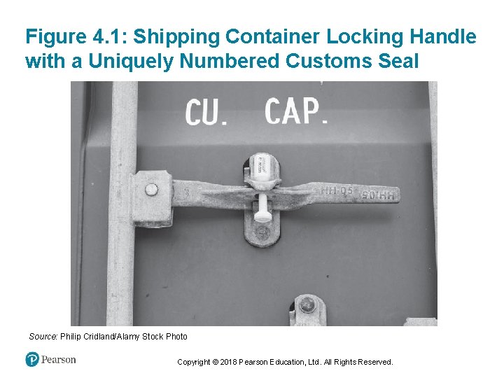 Figure 4. 1: Shipping Container Locking Handle with a Uniquely Numbered Customs Seal Source: