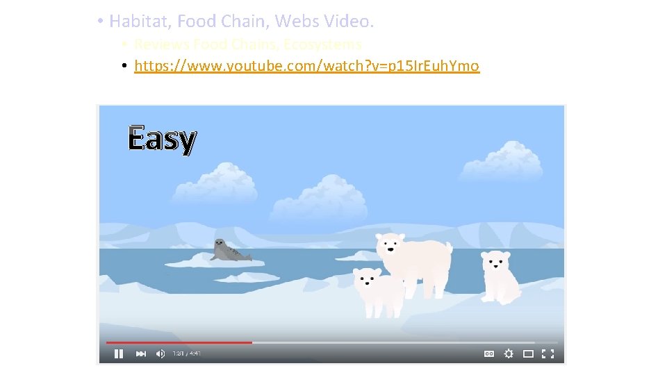  • Habitat, Food Chain, Webs Video. • Reviews Food Chains, Ecosystems • https: