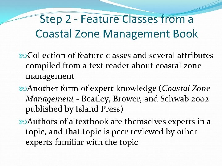 Step 2 - Feature Classes from a Coastal Zone Management Book Collection of feature