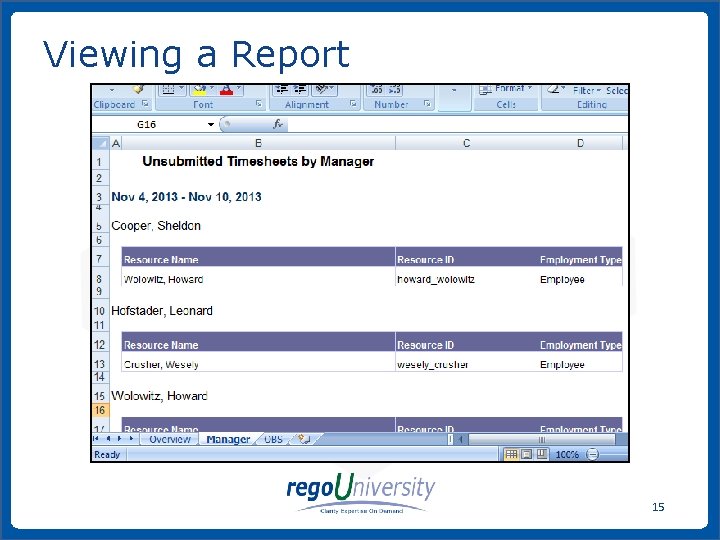 Viewing a Report 15 www. regoconsulting. com Phone: 1 -888 -813 -0444 