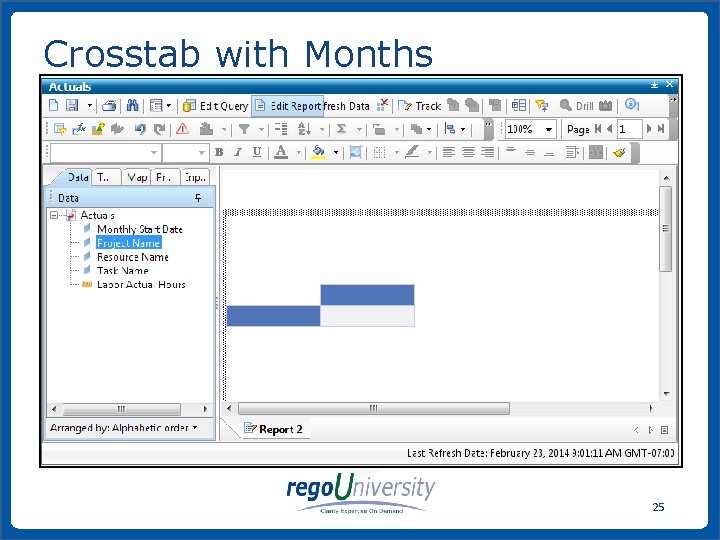 Crosstab with Months 25 www. regoconsulting. com Phone: 1 -888 -813 -0444 