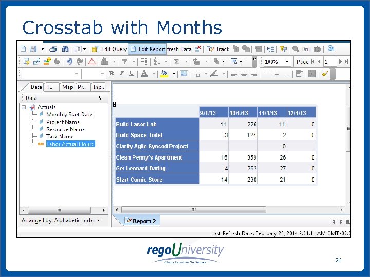 Crosstab with Months 26 www. regoconsulting. com Phone: 1 -888 -813 -0444 