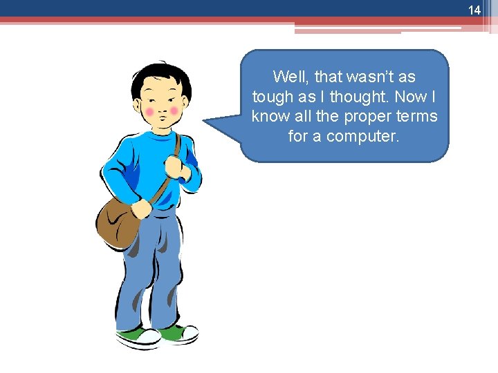 14 Well, that wasn’t as tough as I thought. Now I know all the