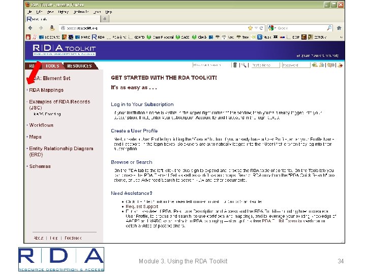 Module 3. Using the RDA Toolkit 34 