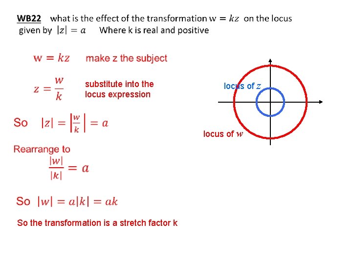 substitute into the locus expression locus of z locus of w So the transformation substitute into the locus expression locus of z locus of w So the transformation