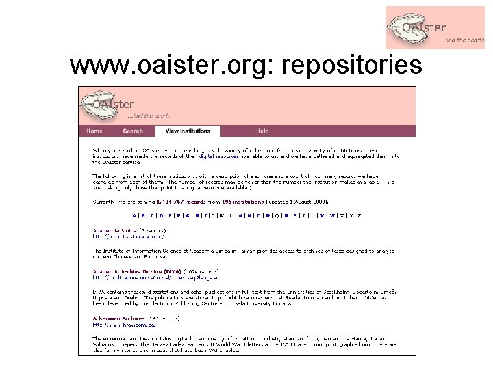www. oaister. org: repositories 