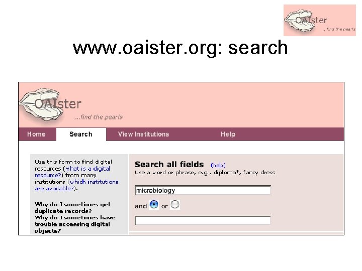 www. oaister. org: search 