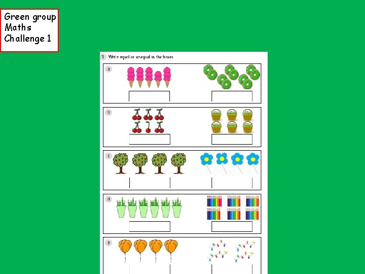 Green group Maths Challenge 1 