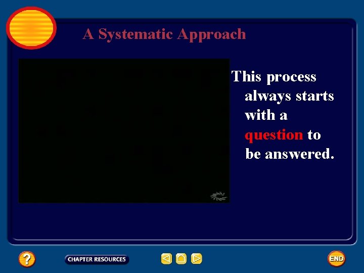 A Systematic Approach This process always starts with a question to be answered. 
