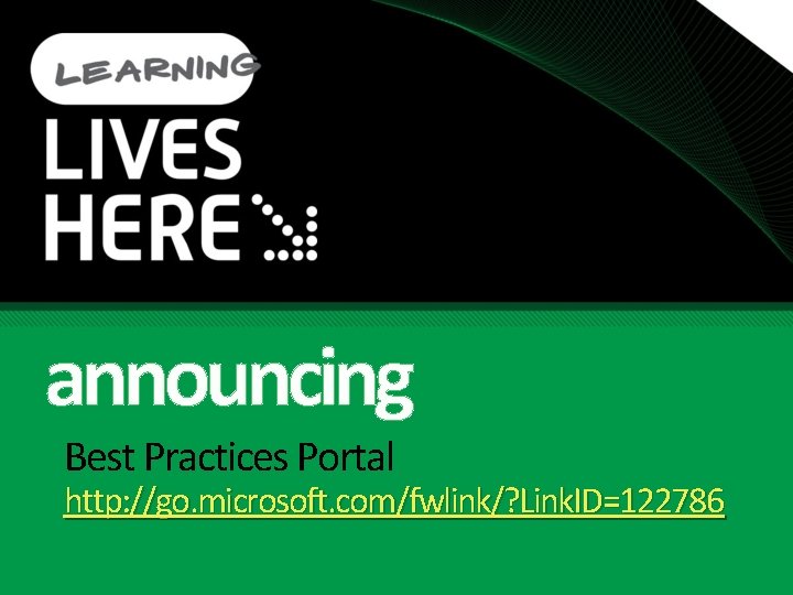 announcing Best Practices Portal http: //go. microsoft. com/fwlink/? Link. ID=122786 