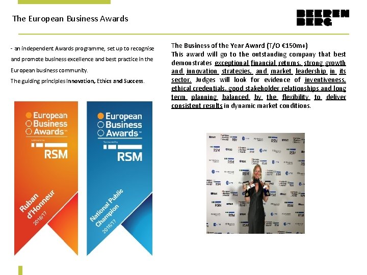 The European Business Awards - an independent Awards programme, set up to recognise and