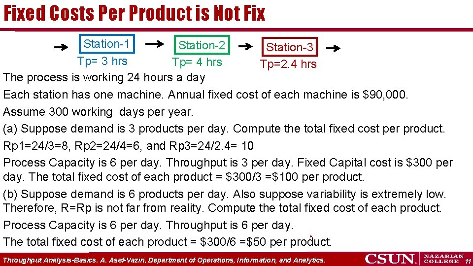 Fixed Costs Per Product is Not Fix Station-1 Station-2 Station-3 Tp= 3 hrs Tp=