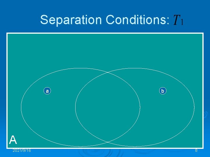 Separation Conditions: a b A 2021/9/16 8 