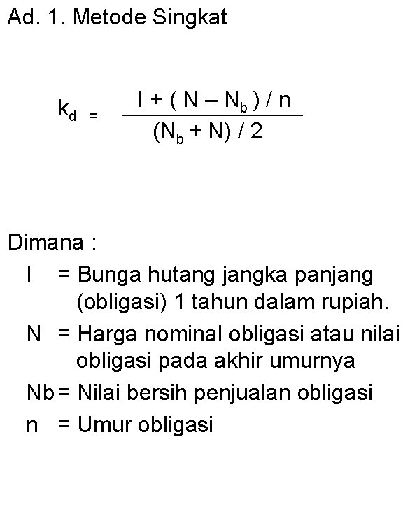 Ad. 1. Metode Singkat kd = I + ( N – Nb ) /
