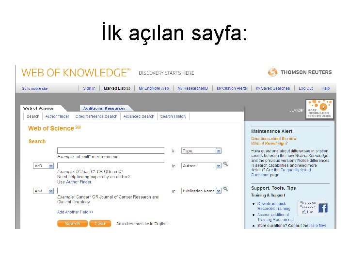 İlk açılan sayfa: All Database kısmını görelim 