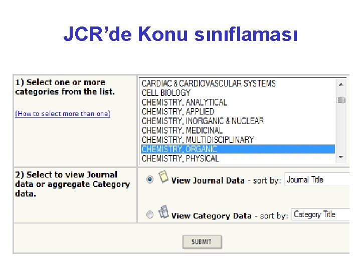 JCR’de Konu sınıflaması 