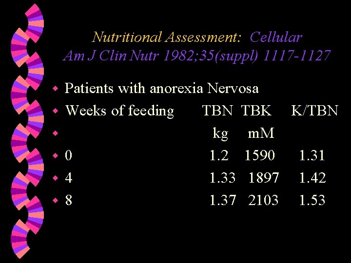 Nutritional Assessment: Cellular Am J Clin Nutr 1982; 35(suppl) 1117 -1127 w w w