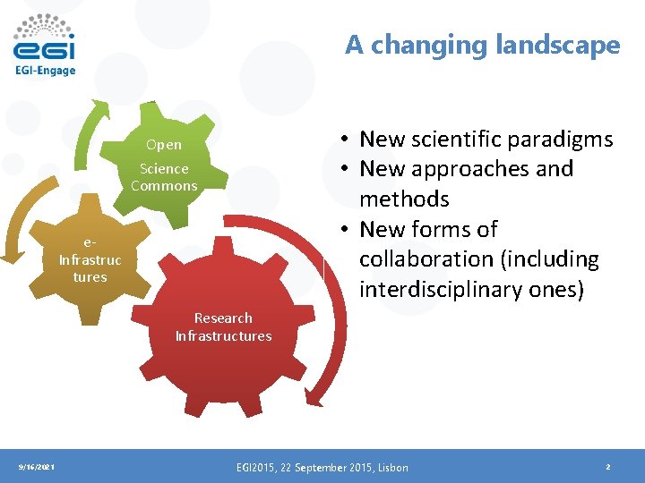 A changing landscape • New scientific paradigms • New approaches and methods • New