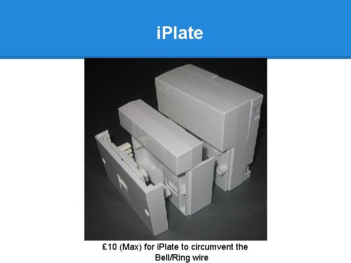 i. Plate £ 10 (Max) for i. Plate to circumvent the Bell/Ring wire 
