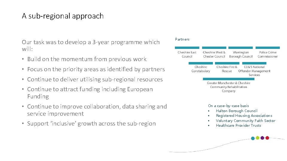 A sub-regional approach Our task was to develop a 3 -year programme which will: