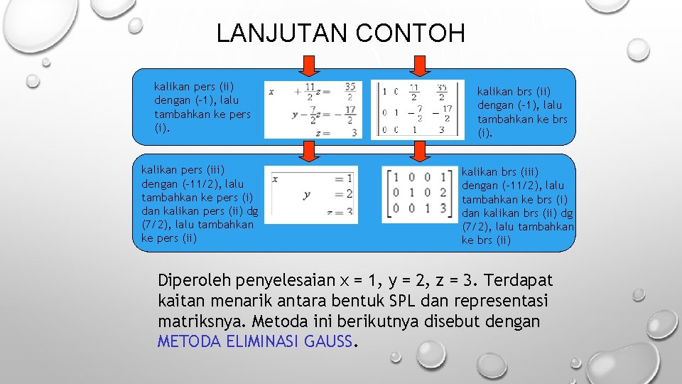 LANJUTAN CONTOH kalikan pers (ii) dengan (-1), lalu tambahkan ke pers (i). kalikan pers