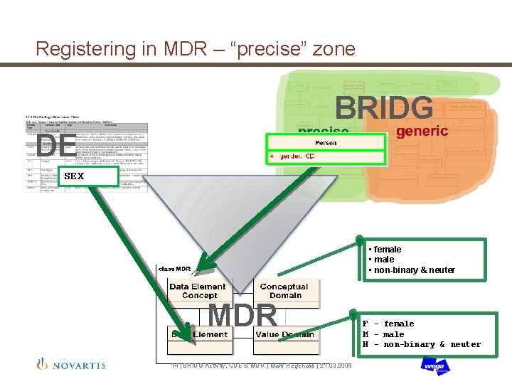 Registering in MDR – “precise” zone BRIDG DE SEX • female • non-binary &