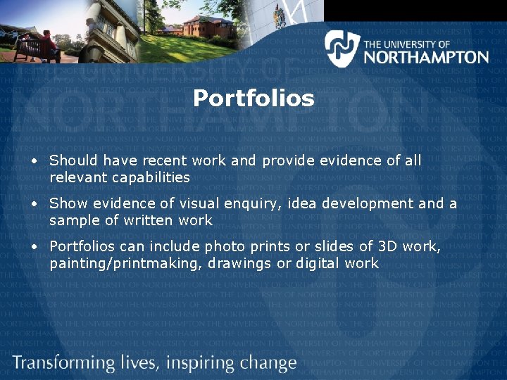 Portfolios • Should have recent work and provide evidence of all relevant capabilities • Portfolios • Should have recent work and provide evidence of all relevant capabilities •