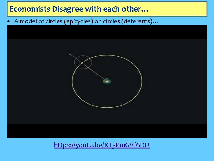 Economists Disagree with each other… • A model of circles (epicycles) on circles (deferents)…