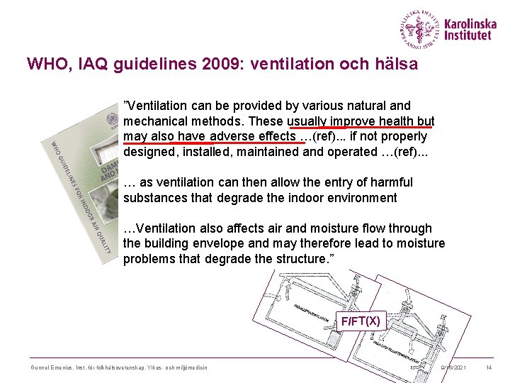 WHO, IAQ guidelines 2009: ventilation och hälsa ”Ventilation can be provided by various natural