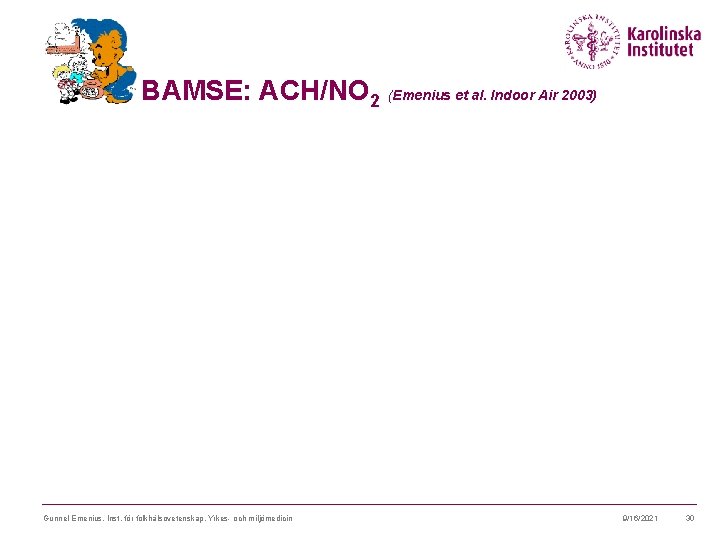 BAMSE: ACH/NO 2 (Emenius et al. Indoor Air 2003) Gunnel Emenius, Inst. för folkhälsovetenskap,