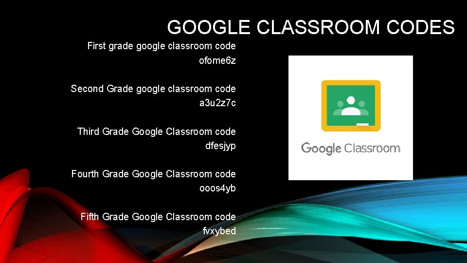 GOOGLE CLASSROOM CODES First grade google classroom code ofome 6 z Second Grade google
