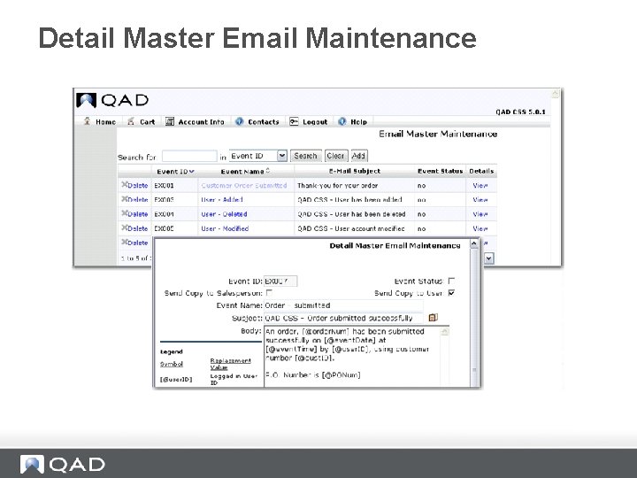 Detail Master Email Maintenance 