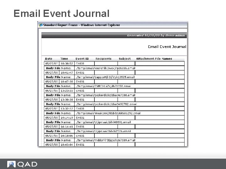 Email Event Journal 