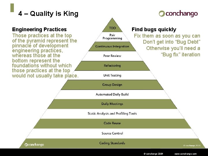 4 – Quality is King Engineering Practices Those practices at the top of the