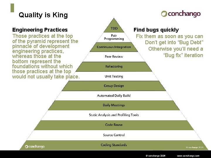 Quality is King Engineering Practices Those practices at the top of the pyramid represent