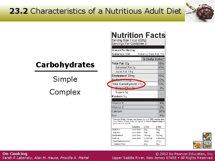 23. 2 Characteristics of a Nutritious Adult Diet Carbohydrates Simple Complex . 33 w